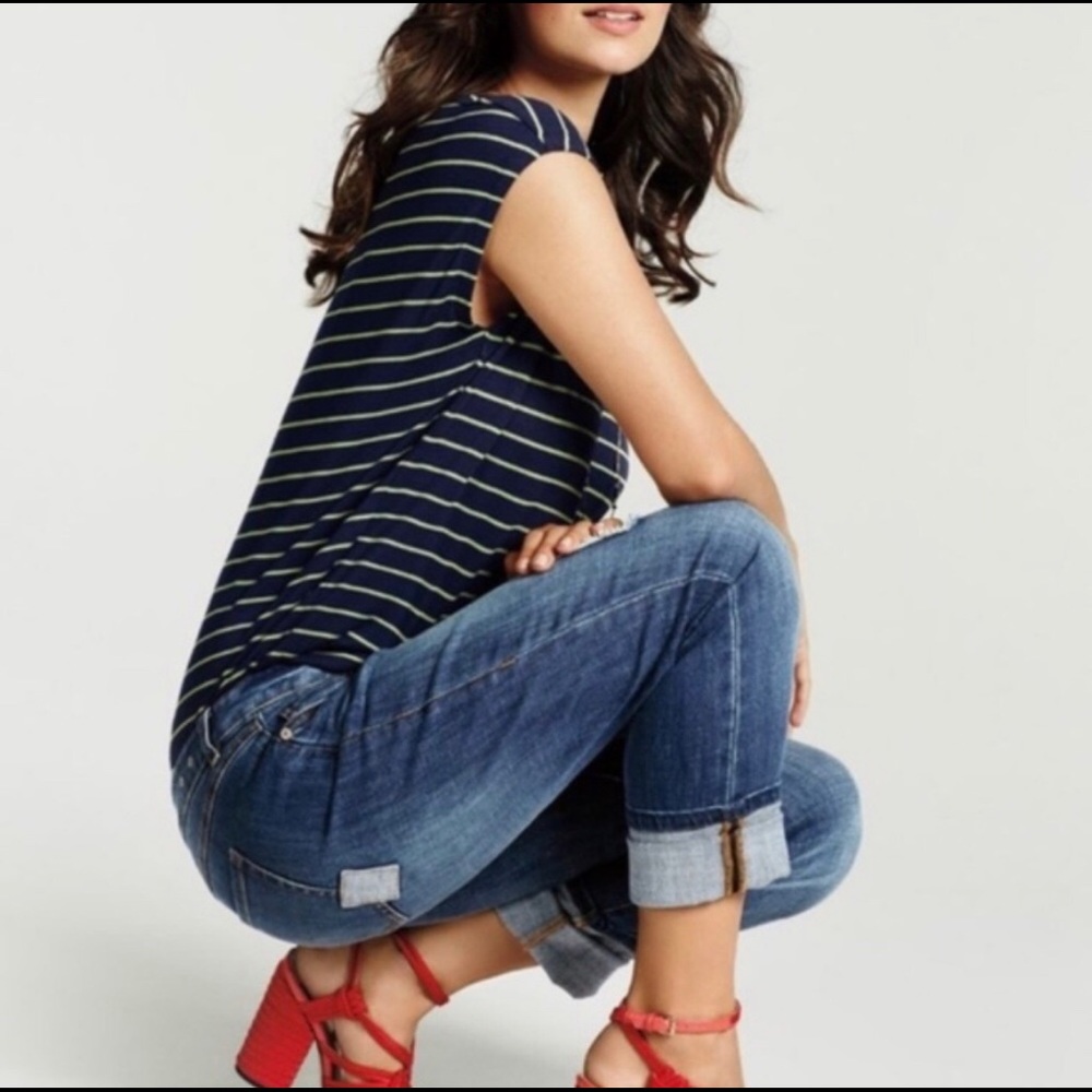 Cabi Ibiza Tee Island green navy stripe